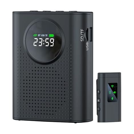 Amplificador de voz portátil con micrófono y auriculares, batería recargable de 2600 mAh, ideal para profesores, guías, entrenadores y presentadores.