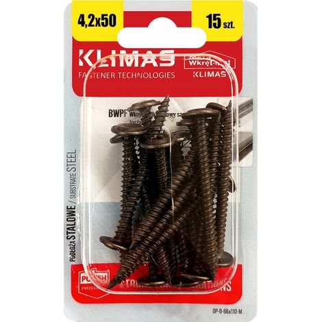 Vis Autotaraudeuses À Rondelle Klimas, 4.2 x 50 mm, Noires PH, Blister 15 Pièces (1/5)