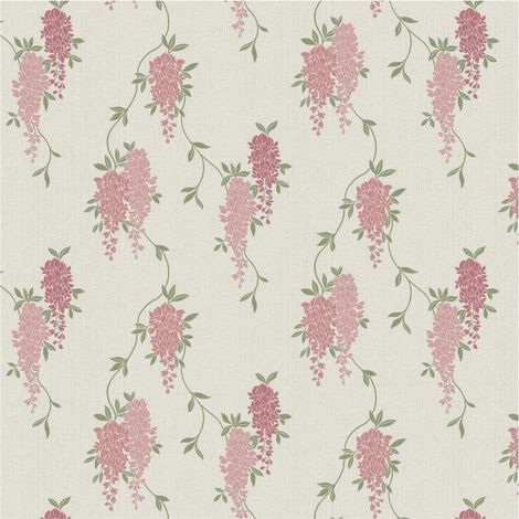 Fine Decor Wisteria Floral Pink Wallpaper Botanical Paste The Paper Washable (1/4)