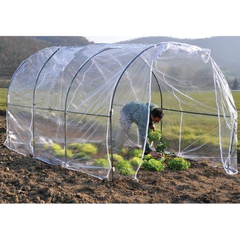 Serre de jardin Tunnel avec structure en acier peint Feuille PVC avec filtre UV double zip 200x300x175 cm montage rapide