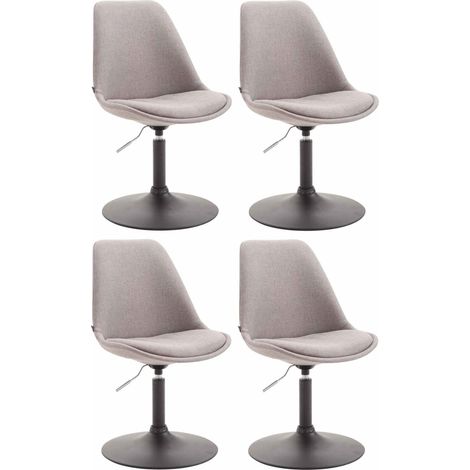 Lot de 4 chaises de salle à manger pivotante hauteur réglable en tissu gris et pied trompette en métal noir 100008445