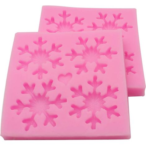 Juego de 2 moldes de copo de nieve, silicona apta para uso alimentario, decoraciones 3D, resistentes de -40 °C a 230 °C, para repostería y manualidades. (1/5)