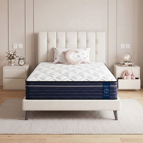Matelas 90x200 cm Memoire de Forme, Épaisseur 26 cm, Fermeté Moyenne, Latex, Ergonomique, Hybride Mousse & Ressorts Ensachés (1/5)