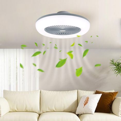 5 Blades LED Light Ceiling Fan Adjustable 3 Speed Dimmable APP Remote Controlled, Grey (1/5)