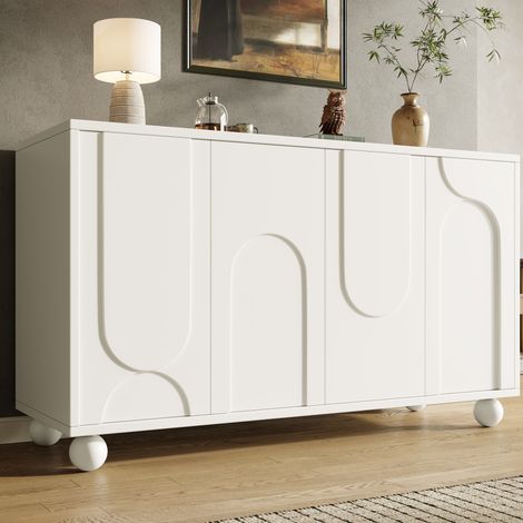 Aparador 120x35x71 cm con estantes regulables y sistema antivuelco blanco (1/5)