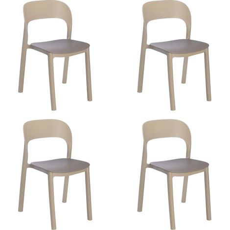 Sillas Ona garbar plástico beige marrón (Pack de 4) (1/5)