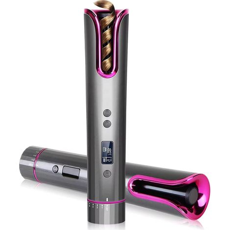 Automatischer kabelloser Lockenstab, USB-aufladbar, LCD-Bildschirm, 8 bis 18 Sekunden Timer, einstellbare Temperatur von 150 bis 200 °C, Keramikplatten.