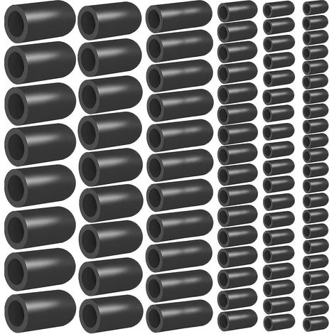 80 bouchons pour tuyaux d'aspirateur, assortiment de connecteurs, 6 tailles, bouchon en caoutchouc noir, remplacement pour raccords automobiles Topomatic (1/5)