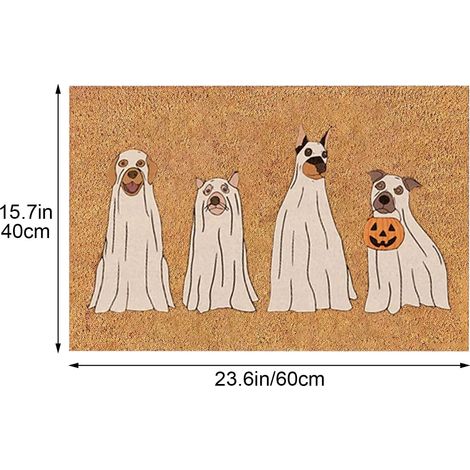Tapis De Bienvenue Halloween - Tapis D'Entrée Non Glissant En Coco - Pour Porte D'Entrée Intérieur Extérieur - 60 X 40 Cm - 1 Pièce (1/5)