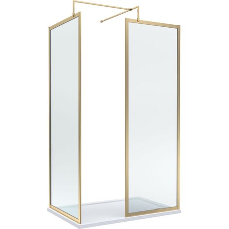Balterley Framed Walk-In Wetroom Bundle with Tray and Waste, 1200x800mm, Brushed Brass (1/4)