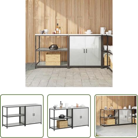 vidaXL Stauraum - Aufbewahrungsset für die Küche 2 pcs Silber Verzinkter Stahl (1/5)