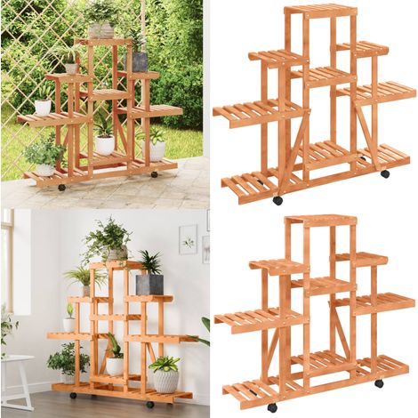 Blumenständer mit Rollen 110x25x101 cm Massivholz Tanne - Blumenständer - Holzkiste - Pflanzenhalter - Tannenzapfen - Gartendekoration - Home & Living (1/5)