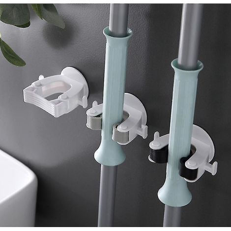 Robuster, wandmontierter Besenhalter, selbstklebend, kein Bohren erforderlich, 4er-Pack (1/5)