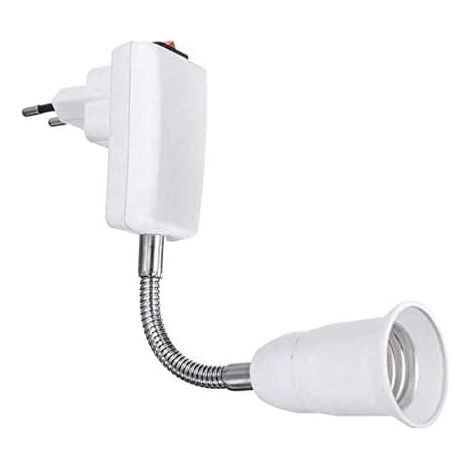 Douille E27 avec interrupteur sans fil, culot blanc pour ampoule E27, bras flexible, douille rapide pour lampe de lecture (ampoule non incluse). (1/5)