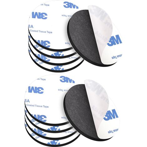 10 Pièces Scratch Autocollant Double Face Extra Fort, Noir Bande Auto-Adhésif Réutilisable Rond 5cm Adhesif Double Face Puissant pour Bricolage/Cadre Photos (1/5)