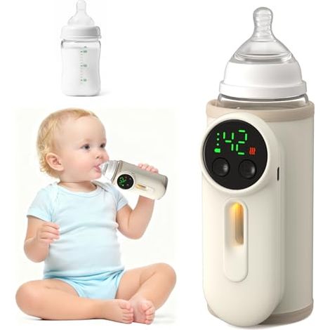 Chauffe-biberon portable : contrôle précis de la température via l'écran, chauffage précis, longue autonomie (maintien au chaud pendant 5 à 8 heures), recharge pendant la tétée, idéal pour les voyages