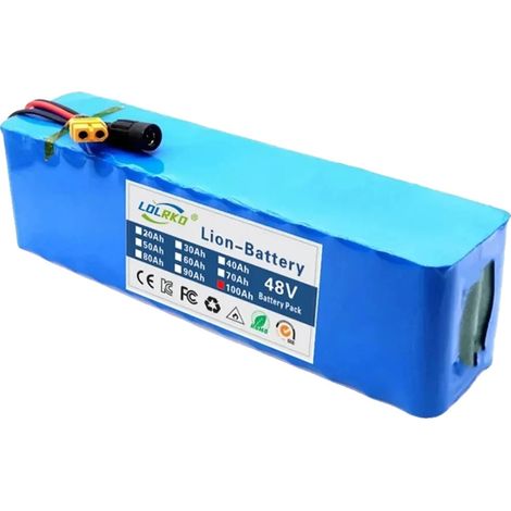 Batería de iones de litio, capacidad de 100000 mAh, voltaje de 48 V, cargador de 48 V y 100 Ah. (1/2)
