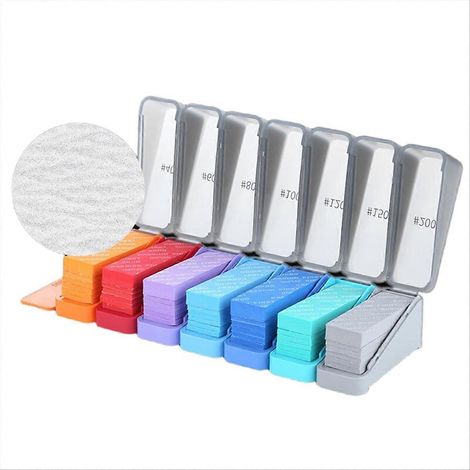 XSS-S01 Power Sponge Schleifpapierset (3 mm und 10 mm) mit Aufbewahrungskoffer. Sorgt für ein angenehmes und geschmeidiges Schleifgefühl, ideal für gewölbte Oberflächen. (1/5)