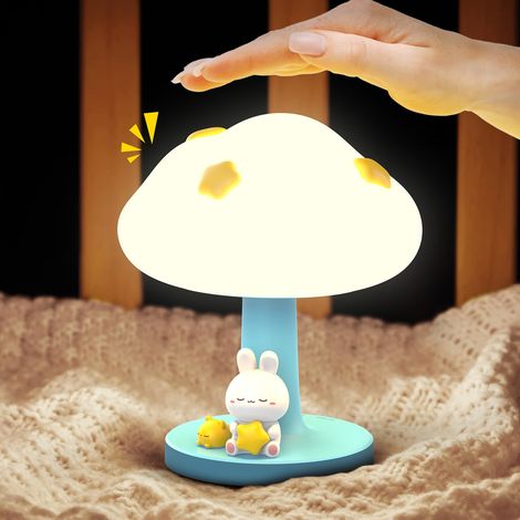 Lampe de Chevet Enfant LED Nuage Mignon, Veilleuse Bébé Tactile, 3 Luminosités, Rechargeable, Silicone, Cadeau & Décoration