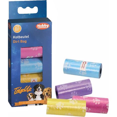 Nobby® Hunde TidyUp Kotbeutel mit Pfotenaufdruck Pastellfarben 4 Rollen á 15 Beutel