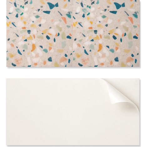 Panel de vinilo autoadhesivo para cocina, 100x50 cm, con estampado de fragmentos coloridos.
