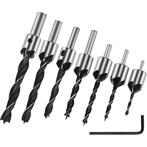 Lot de 7 forets zingués pour sculpture bois – Tailles 3 à 10mm – Acier rapide – Clé hexagonale et boîte de rangement incluses (1/5)