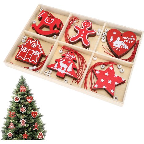 Handgefertigter Weihnachtsbaumschmuck aus Holz, DIY-Holzspänebox mit sechs Fächern, JM02033 Holzprodukte (1/5)