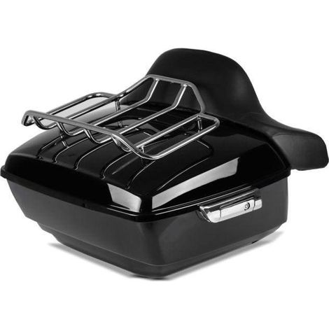 Topcase - King OLR - Compatible Harley Davidson - ABS Noir Brillant - Grille à Bagages Inclus