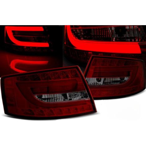 Paire de feux arriere Audi A6 C6 berline de 04/2004 a 2008 LED BAR rouge fume (1/5)