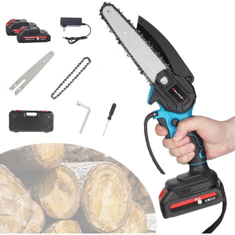 Mini Tronçonneuse a Batterie, 6 Pouces Tronçonneuse Électrique sans Fil Pour Sécateurs, élagueurs Et Coupeurs De Bois (1/5)
