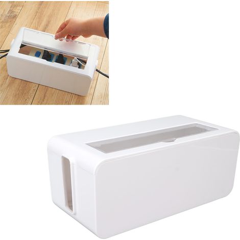Boîte de rangement pour prises électriques, sûre, anti-poussière, organiseur de câbles, en plastique, pour la maison, blanc moyen (1/5)