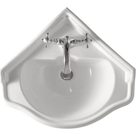 Cristina Ondyna – Vasque à encastrer rétro d'angle 57cm – Céramique avec trop plein – Pour espaces confinés – WCH1032 (1/6)