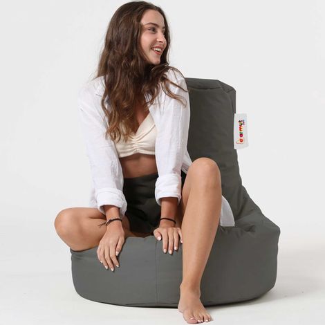 Lina Pouf de jardin Tissu polyester imperméable Gris foncé (1/5)