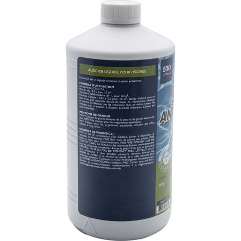 Anti algues piscine - Action Curative Anti eau trouble et verdissante - Bouteille 1 Litre - Edg