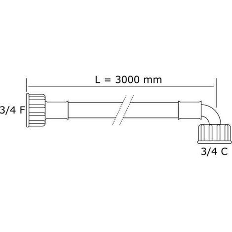 Tuyau D'arrivée D'eau - 3000 mm - Raccord Droit x Coudé 3/4 - Pour Lave-linge Et Lave-vaisselle - Universel (1/2)