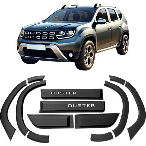 Dacia Duster 18-24 Türverkleidungen und Schutzleisten mit silbernen Buchstaben (1/5)