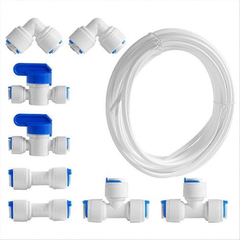 Kit de conduite d'eau pour réfrigérateur de 10 m comprenant un tuyau d'alimentation en eau, un tube et des raccords rapides. (1/5)