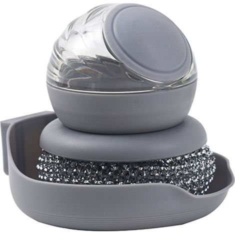 Brosse à récurer en acier inoxydable avec poignée, rotation 360°, design hydraulique pour cuisine, gris (1/5)