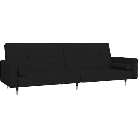 Canapé-lit,Canapé convertible à 2 places avec deux oreillers Noir Velours CFW29963 (1/5)