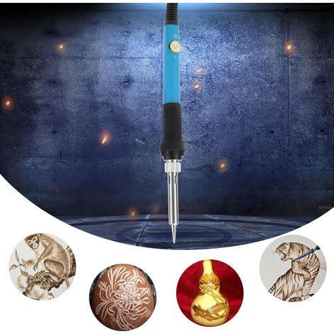 Fer à repasser électrique à température réglable, kit de peinture avec 27 pointes, bleu, prise américaine 110 V (1/5)
