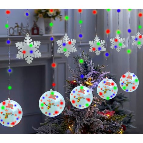 Catena Luminosa 4 Metri Interno Tenda LED Natalizia Pupazzo Fiocco Natale RGB (1/5)