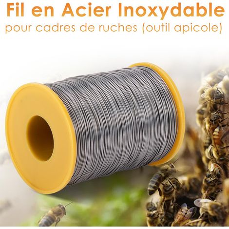 Fil d'acier inoxydable de haute qualité pour cadres de ruches d'abeilles - Fil d'apiculture résistant à la rouille et à la corrosion pour apiculteur - Diamètre 0.55 mm - Poids 500 g