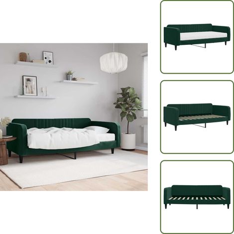 Divano con materasso - vidaXL Divano Letto con Materasso Verde Scuro 100x200 cm in Velluto - Materasso in gommapiuma