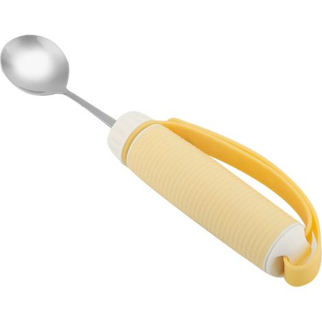 Cuillère d'aide à l'alimentation - couverts rotatifs détachables et flexibles - jaune