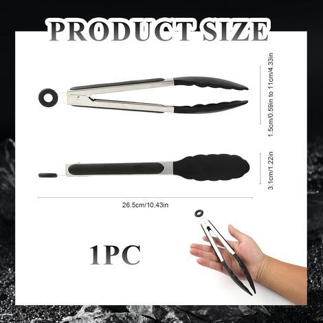 Pince Cuisine Silicone(23cm),Pince Cuisine Professionnel,Pince Alimentaire Résistante à La Chaleur, Pince Pour Air Fryer, Pipince De Cuisine Résistant à La Chaleur,Noirnce Barbecue Silicone