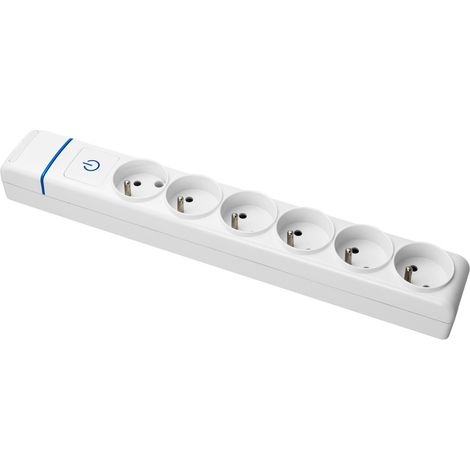 Multiprise Blanche interrupteur lumineux 6 prises 2P+T 16A - Solera