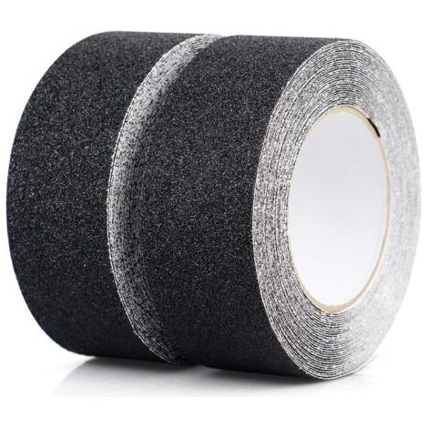 2 Pack Ruban antidérapant, Bandes antidérapantes avec Ruban adhésif antidérapant pour escaliers, marches, revêtements de Sol, Ruban antidérapant Solide, Autocollant, (5cm x 10m, Noir) (1/5)