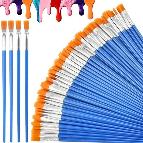 Set di 40 pennelli per pittura, pennelli per trucco viso per bambini con testa piatta, 16,8 cm / 6,6 pollici per acrilico/acquerello/olio/gouache - Blu (1/5)