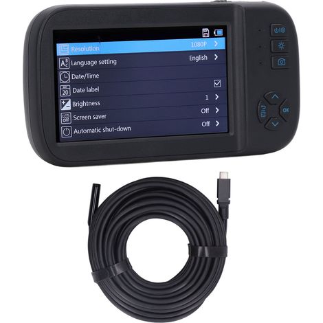 Endoscope à écran IPS, caméra d'inspection industrielle étanche, lentille 8mm, tuyau rigide, pour moteur et diagnostic auto. (1/5)