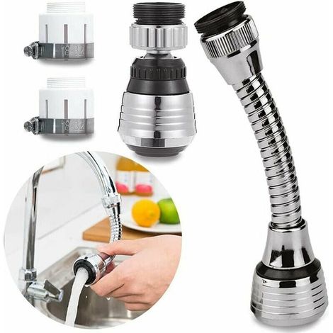 Robinet pivotant 2 pièces, tête de robinet de cuisine mobile à 360 degrés, pommeau de douche réglable à 2 modes, pulvérisateur de filtre, aérateur de cuisine, robinet de cuisine, rallonge de robinet d (1/5)